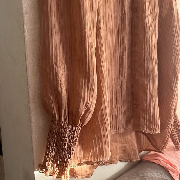 Express camel color, long sleeve button down blouse. Size medium. - Picture 6 of 6